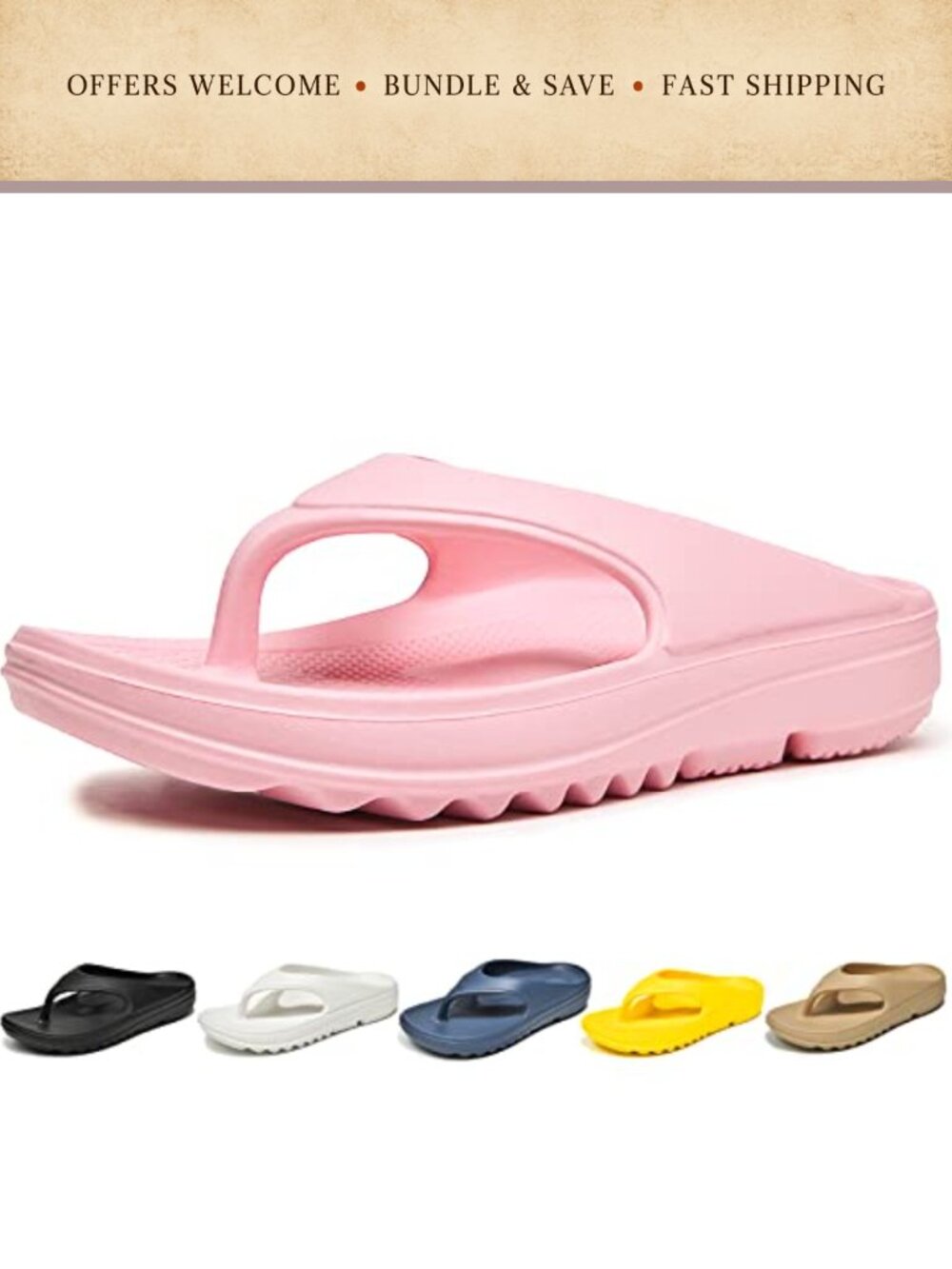 Orthotic Flip Flops with Arch Support Lightweight EVA Anti Slip Comfortable